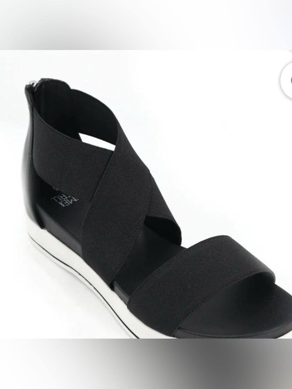 Time and Tru Black Elastic Crisscross Wedge Sandal